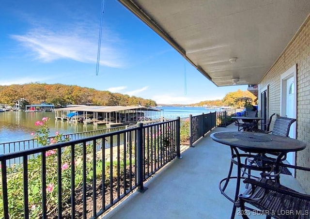 balcony with a water view