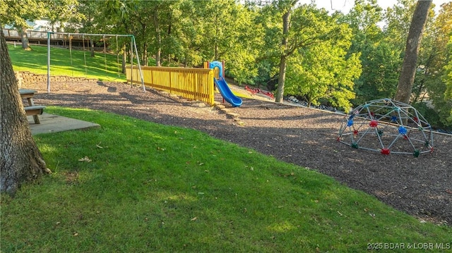 view of play area featuring a yard