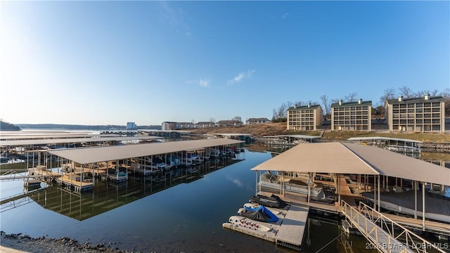 dock area featuring a water view