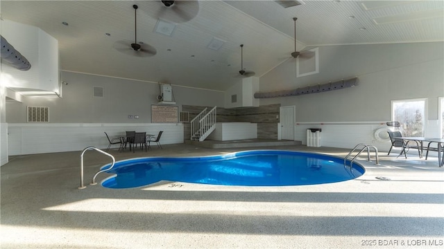 pool featuring ceiling fan