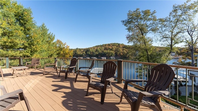 wooden terrace with a water view