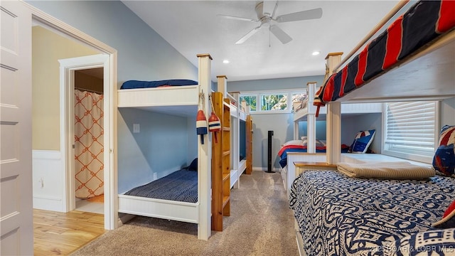 bedroom featuring recessed lighting and a ceiling fan