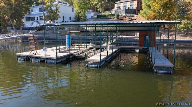 dock area featuring a water view