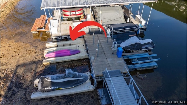 view of dock featuring a water view