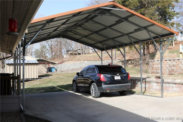 view of vehicle parking featuring a carport