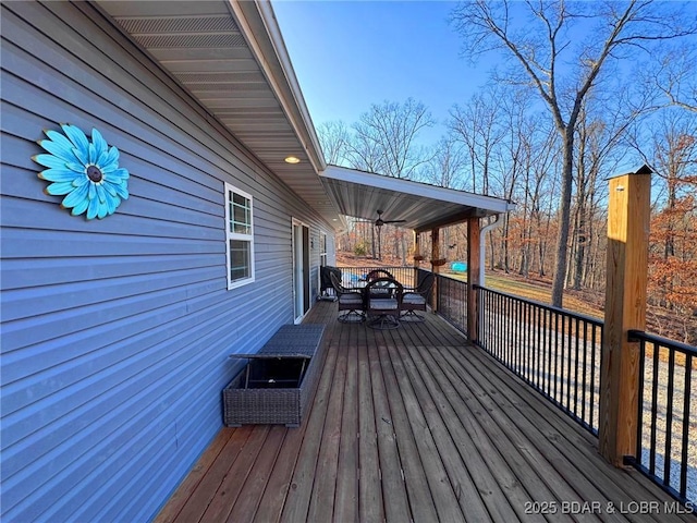 deck featuring a ceiling fan