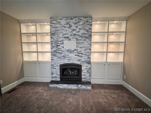 217 Highline Rd, Lake Ozark, MO 65049 - unfurnished living room with carpet and a fireplace