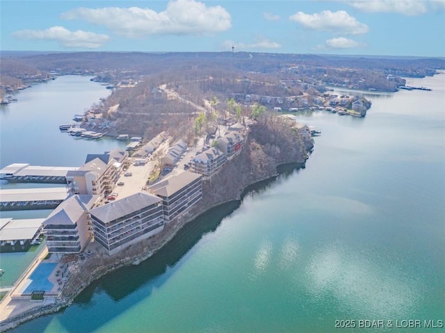 bird's eye view featuring a water view