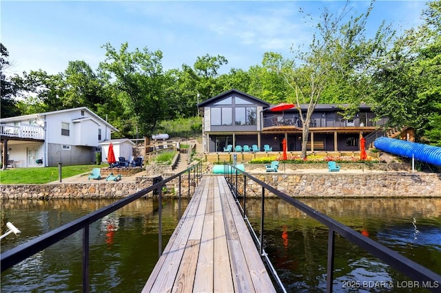 view of dock featuring a water view