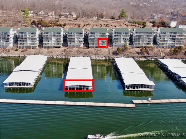 dock area featuring a water view