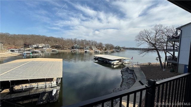 view of dock featuring a water view