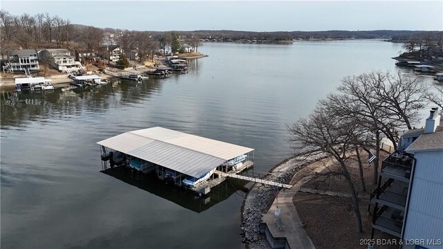 view of dock featuring a water view