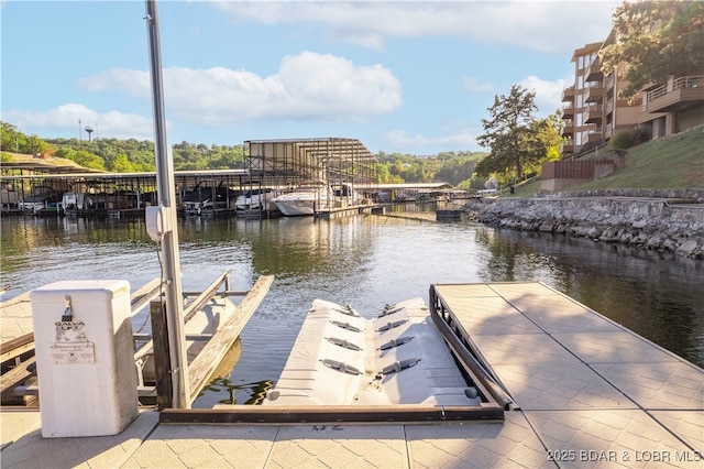 view of dock featuring a water view