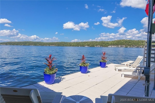 view of dock featuring a water view