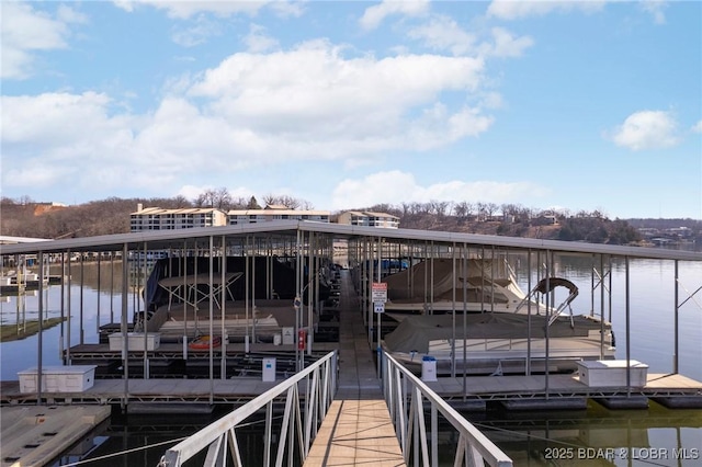 dock area featuring a water view