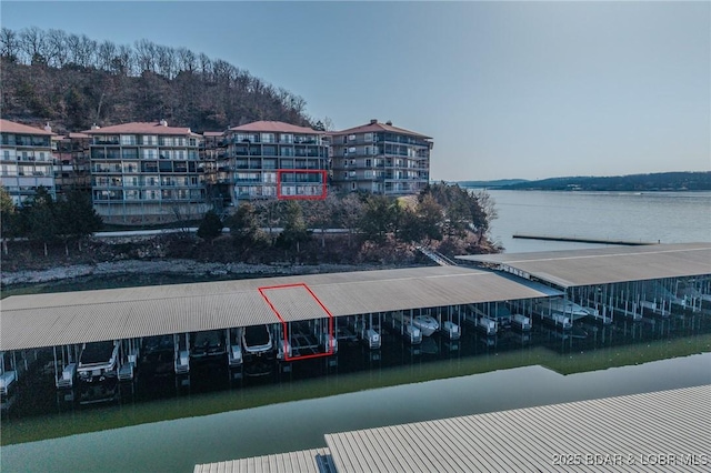 property view of water with a boat dock