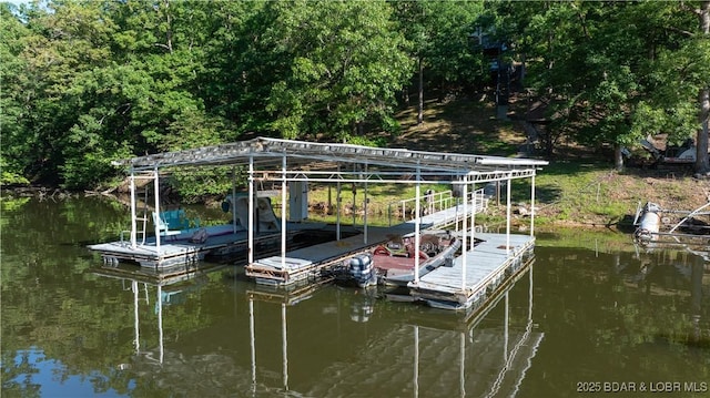 dock area featuring a water view