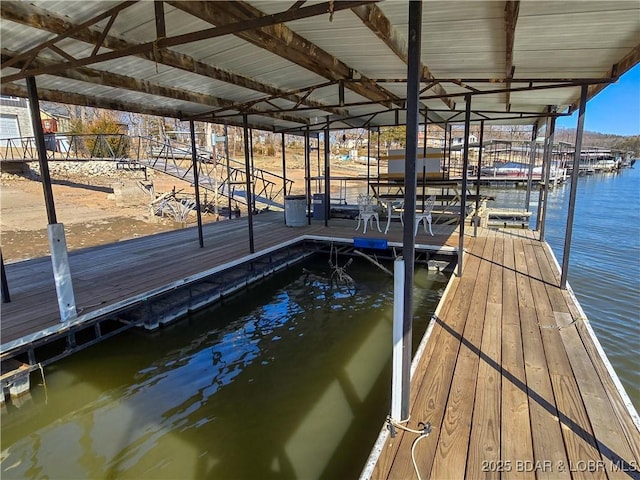 view of dock featuring a water view
