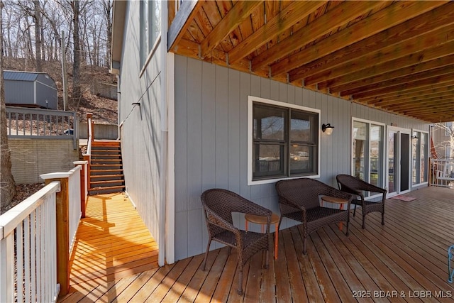 2813 Great Lake View Dr, Gravois Mills, MO 65037 - wooden deck featuring stairs