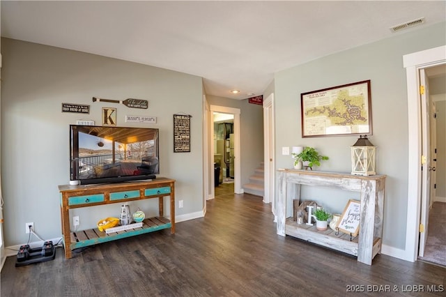 2813 Great Lake View Dr, Gravois Mills, MO 65037 - living room featuring wood finished floors and stairs