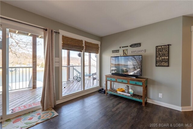 2813 Great Lake View Dr, Gravois Mills, MO 65037 - entryway with dark wood finished floors and baseboards