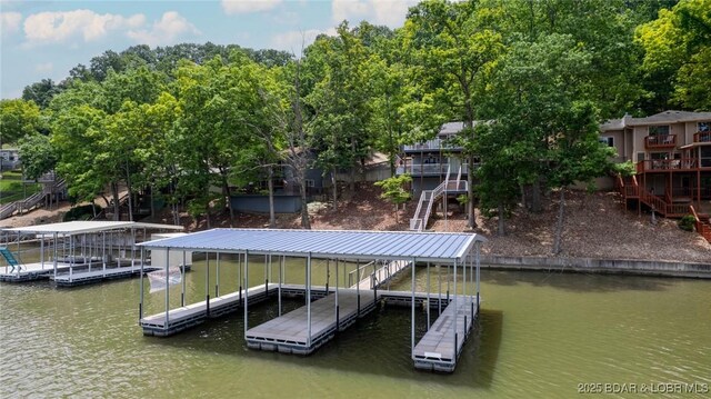 2813 Great Lake View Dr, Gravois Mills, MO 65037 - dock featuring stairs and a water view