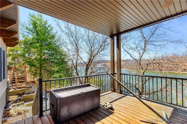 189 Black Rock Rd, Camdenton, MO 65020 - deck with a water view and stairway