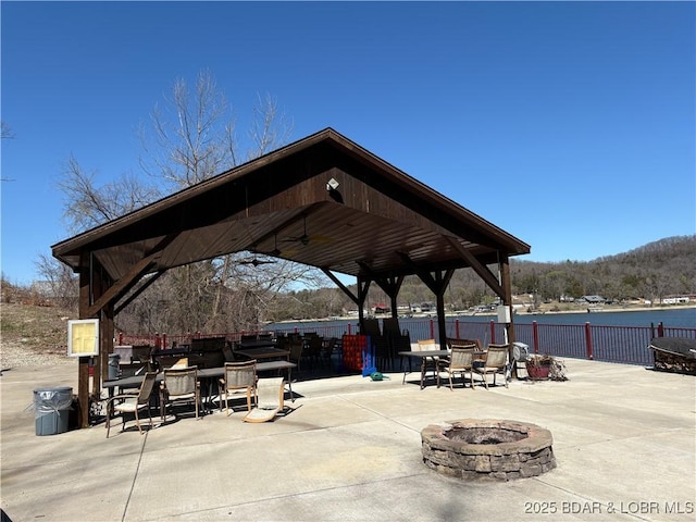686 Clearwater Dr Unit 1E, Camdenton, MO 65020 - view of home's community featuring a gazebo, an outdoor fire pit, and a patio area