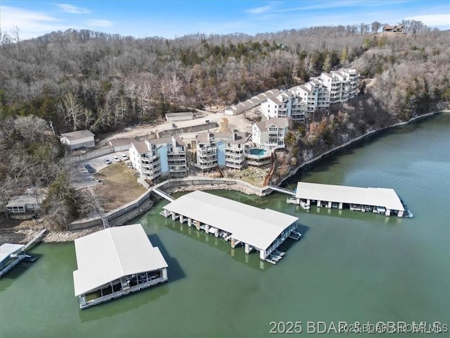 262 Bluff Blvd Unit 1B, Camdenton, MO 65020 - drone / aerial view with a water view and a forest view