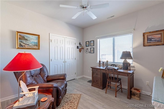 611 Lazy Days Rd Unit L6, Osage Beach, MO 65065 - office featuring light wood-style flooring, ceiling fan, and baseboards