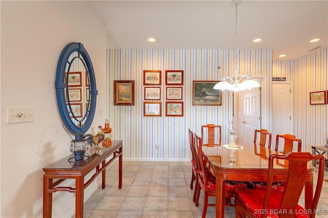 611 Lazy Days Rd Unit L6, Osage Beach, MO 65065 - dining area with baseboards, recessed lighting, a chandelier, and wallpapered walls