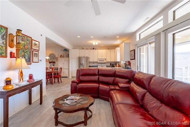 611 Lazy Days Rd Unit L6, Osage Beach, MO 65065 - living room with a ceiling fan, light wood finished floors, and recessed lighting