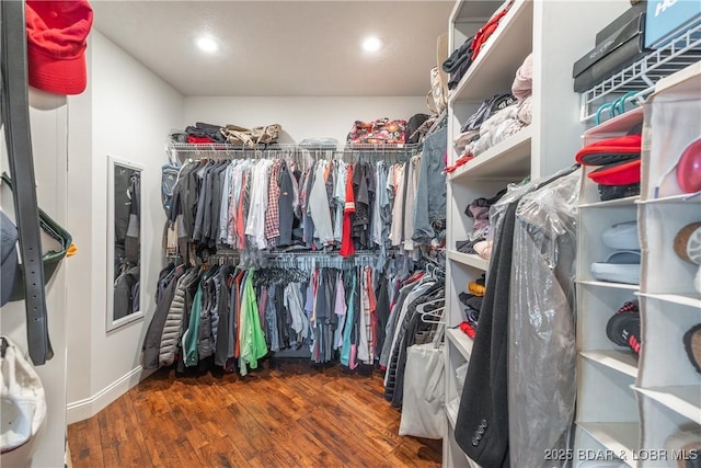 spacious closet with wood finished floors
