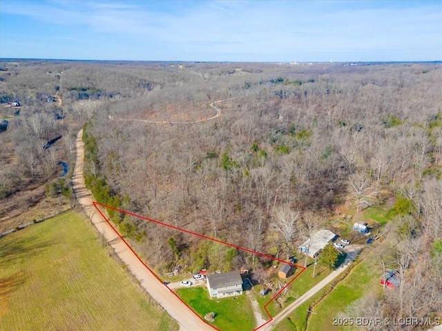 145 Oak Bnd, Kaiser, MO 65047 - aerial view of sparsely populated area featuring property parcel outlined