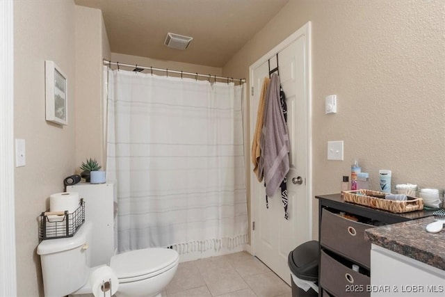 145 Oak Bnd, Kaiser, MO 65047 - bathroom with toilet, vanity, tile patterned floors, and curtained shower