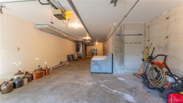 garage with a garage door opener