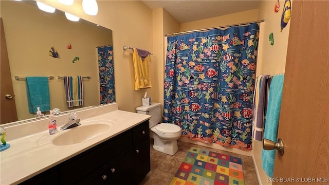 31347 Northshore Dr Unit 101A, Rocky Mount, MO 65072 - bathroom featuring a shower with shower curtain, toilet, tile patterned flooring, and vanity