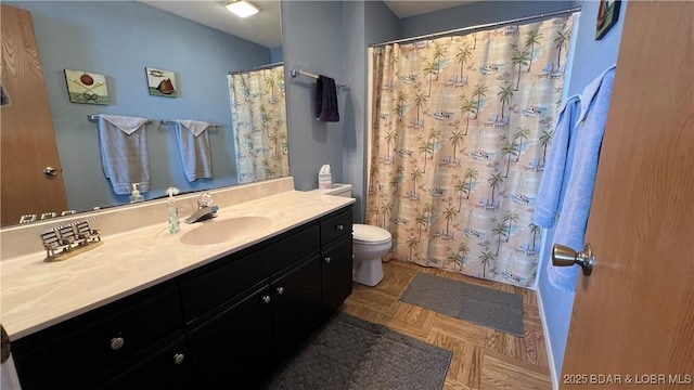 31347 Northshore Dr Unit 101A, Rocky Mount, MO 65072 - bathroom featuring toilet, vanity, and curtained shower