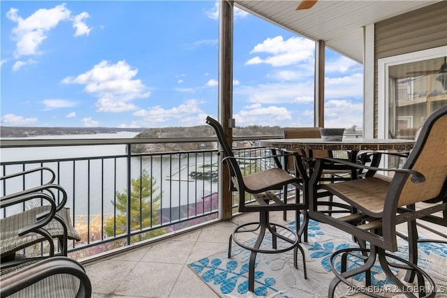 balcony with a water view