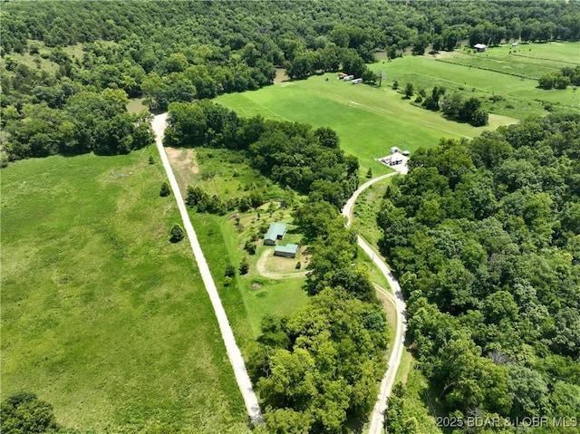 bird's eye view with a rural view