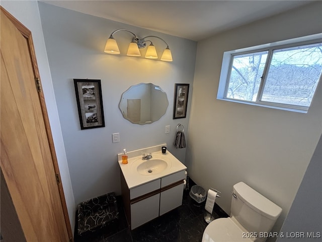 1265 Lick Creek Rd, Edwards, MO 65326 - bathroom featuring marble look tile flooring and vanity