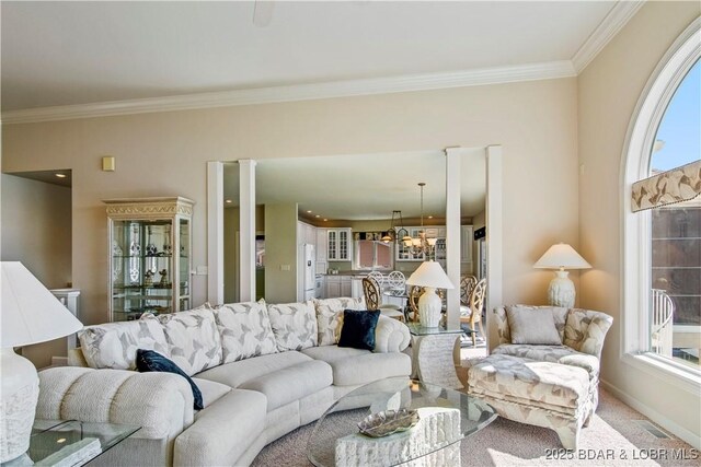 1065 Imperial Point Dr, Four Seasons, MO 65049 - living area with crown molding and healthy amount of natural light