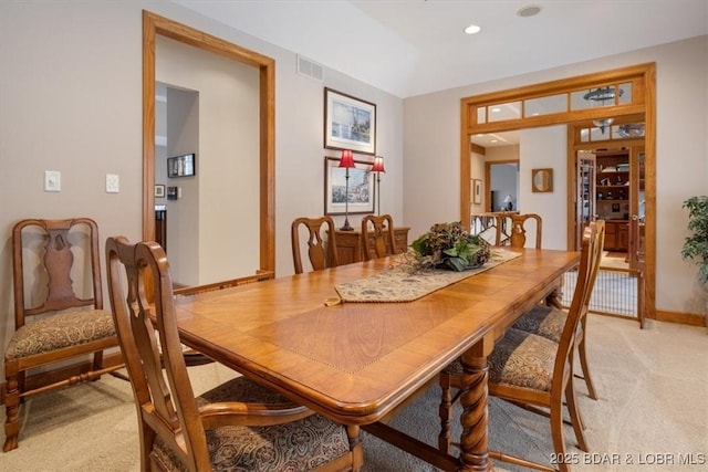 406 N Point Dr, Camdenton, MO 65020 - dining area featuring light carpet, recessed lighting, and baseboards