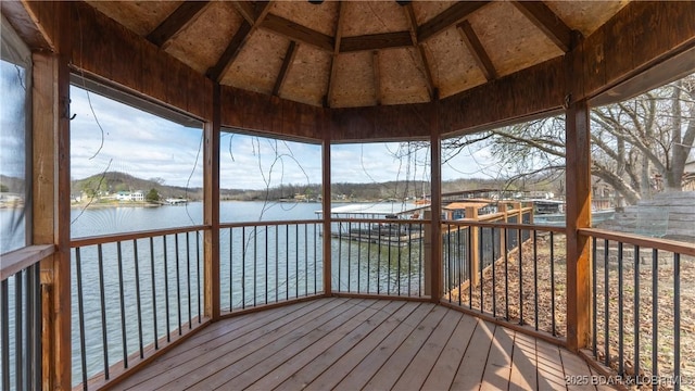 deck with a water view
