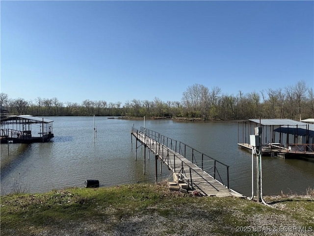 dock area featuring a water view