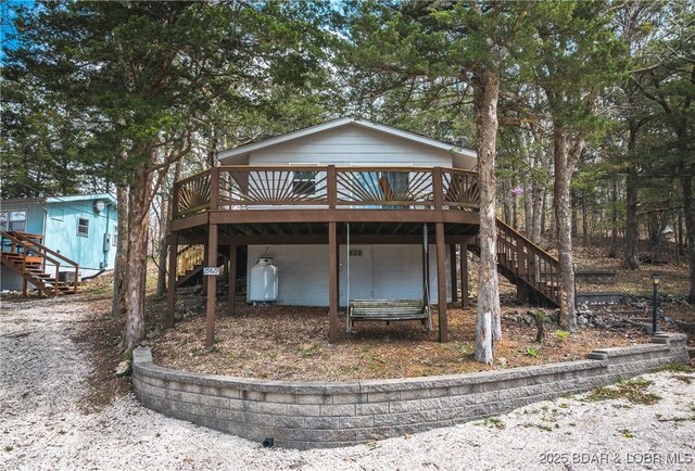 29829 Sheldy Dr, Rocky Mount, MO 65072 - view of front of house with a deck and stairs