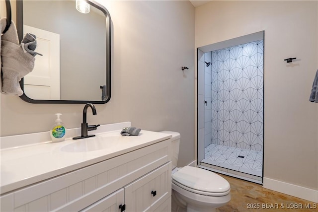 613 Cove Cir, Sunrise Beach, MO 65079 - bathroom with toilet, a stall shower, and vanity