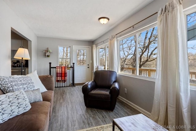 34524 Ivy Bend Rd, Stover, MO 65078 - living room with wood finished floors, baseboards, and a water view