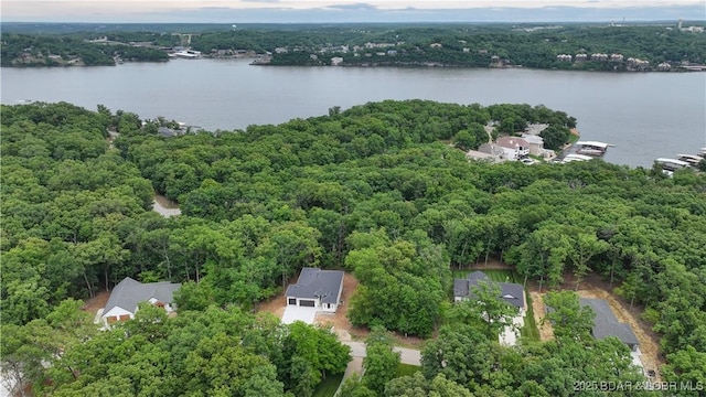 320 Via Appia Dr, Sunrise Beach, MO 65079 - aerial view of property's location featuring a nearby body of water and a forest