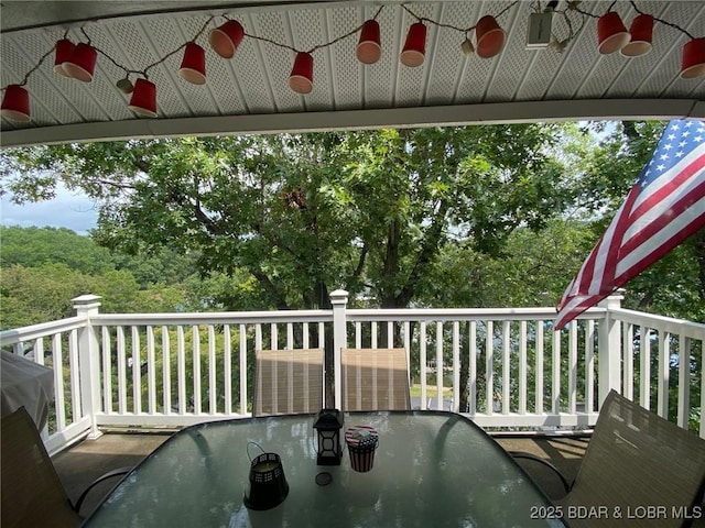 1505 Swiss Village Rd Unit A5, Osage Beach, MO 65065 - deck with a ceiling fan, outdoor dining space, and grilling area